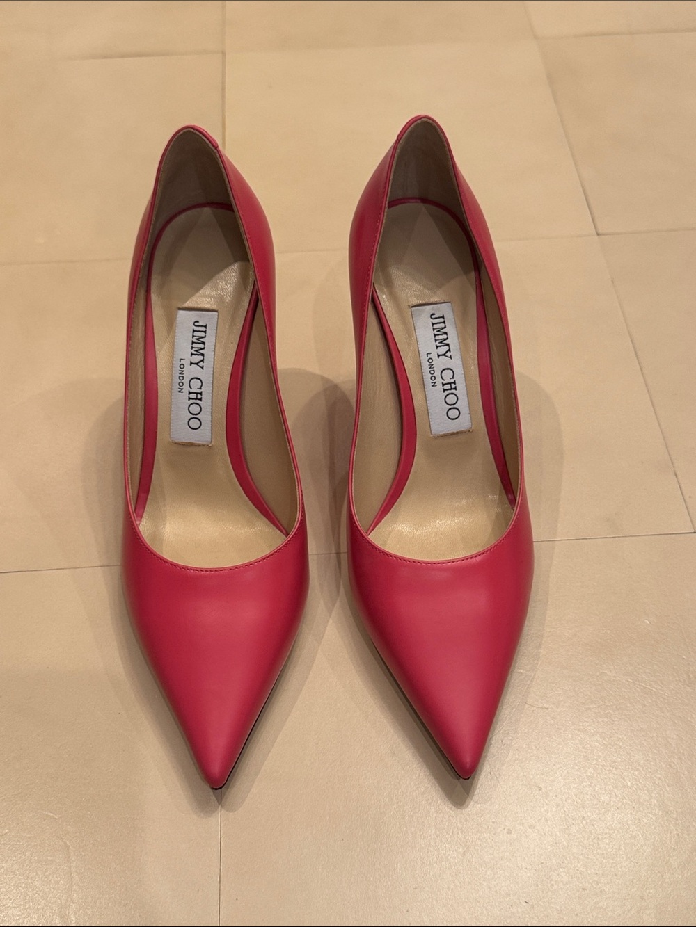 Jimmy Choo Hot Pink Pointed-Toe Leather Pumps